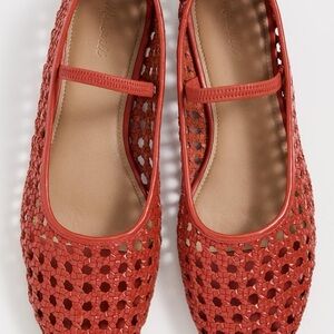 Madewell The Greta Red Woven Maryjane Ballet Flats, Size 6.5